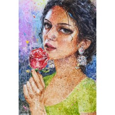 Moazzam Ali, Flower & Flower Series, 30 x 42 Inch, Watercolor on Paper, Figurative Painting, AC-MOZ-161